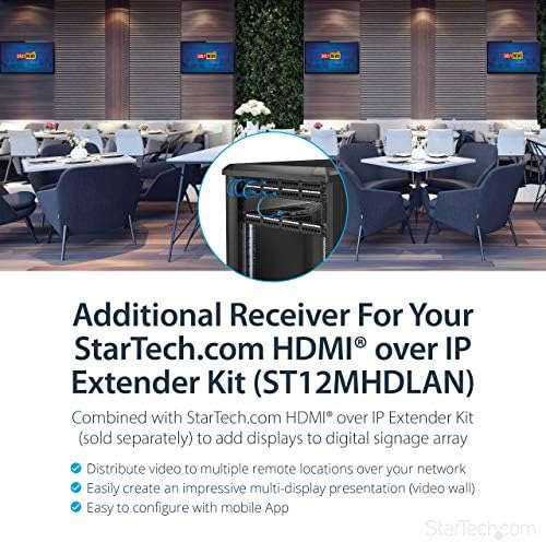Startech.com 4K HDMI על מקלט IP עבור ST12MHDLAN4K - מקלט 4K - HDMI מעל CAT6 - 4K מקלט AV שחור