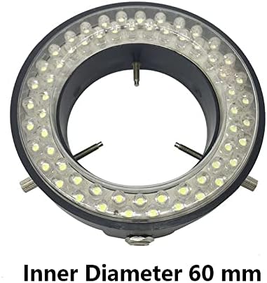 ציוד מיקרוסקופ מעבדה 60 LED טבעת מתכווננת מנורת תאורה תאורה, תאורה לבנה/אדומה/צהוב/סגול למיקרוסקופ עם אביזרי מיקרוסקופ מתאם