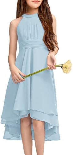 שמלות פרח בנות סימטרי עם ראפלס שמלת מסיבת נדנדה ללא שרוולים שמלת אונליין