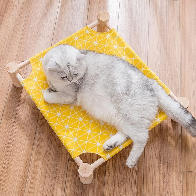 WXBDD CAT כלב מיטת בד גוברת ספת עץ מוצקה מוגברת