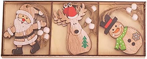 8N0870 קישוט לחג המולד קריאריקטורה קריקטורה חליפת DIY מעץ עץ חג המולד סנטה