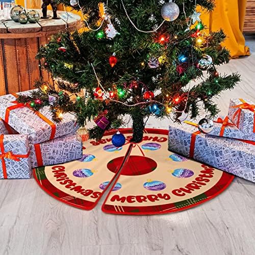 חצאית עץ 36 x36 קצה משובץ באפלו אדום וירוק מחצלת עץ חג המולד שוודי דפוס סנטה קישוטי עץ חג המולד מצחיק לקישוטי עץ חג