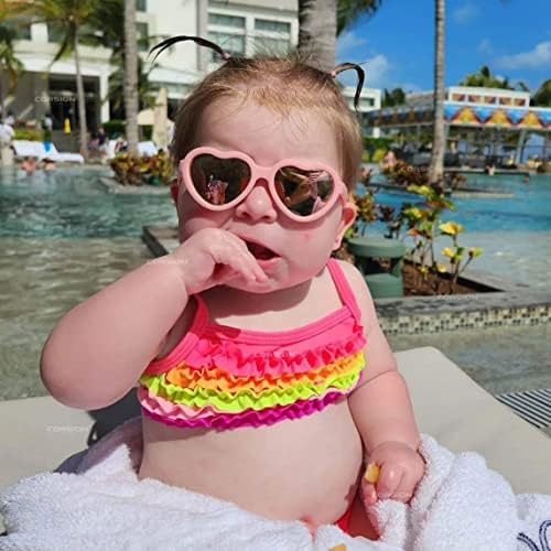 תינוק של ראשון משקפי שמש עם רצועה, בלתי שביר מקוטב יילוד תינוקות לב משקפי שמש לגילאי 0-12 חודשים