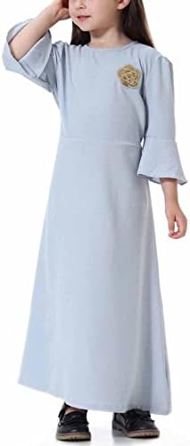 ילדות קטנות ילדים התלקחות ארוך שרוול מקסי שמלת מוסלמי העבאיה חלוק רגיל פשוט מודרני האסלאמי סגנון מזדמן שמלה