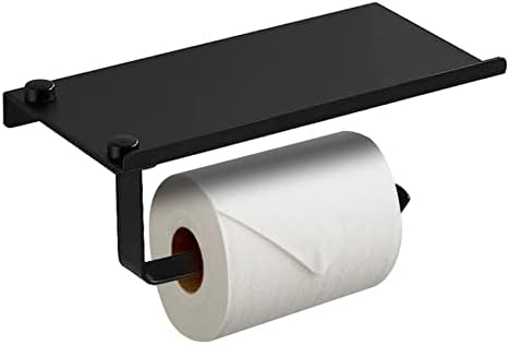 מחזיק נייר טואלט עם מדף מט חדר אמבטיה שחור טואלט נייר טואלט מחזיק קיר רכוב מחזיק נייר נירוסטה עם מדף טלפון