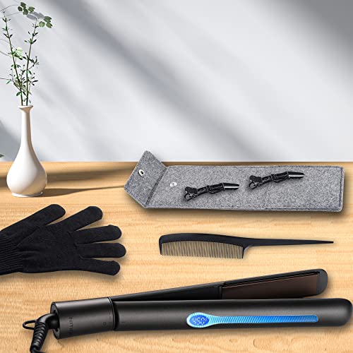 Nition Professional Salon שיער מחליק שמן ארגן קרמיקה טורמלין טיטניום יישור ברזל שטוח לעיצוב בריא, LCD 265 ° F-450 ° F,
