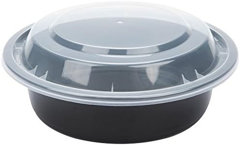 SAFEPRO 16 OZ. מיכל שחור עגול במיקרוגל עם מכסה ברור, קופסת בנטו ארוחת צהריים,