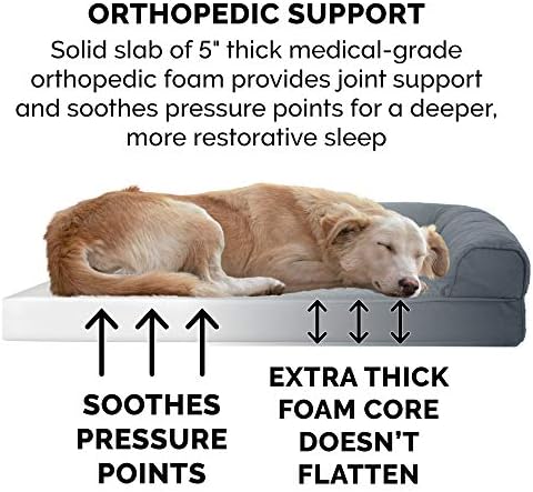 מיטת כלב אורטופדית בסגנון ספה מרופדת עם כיסוי רחיץ נשלף-אפור ברזל, ג ' מבו פלוס