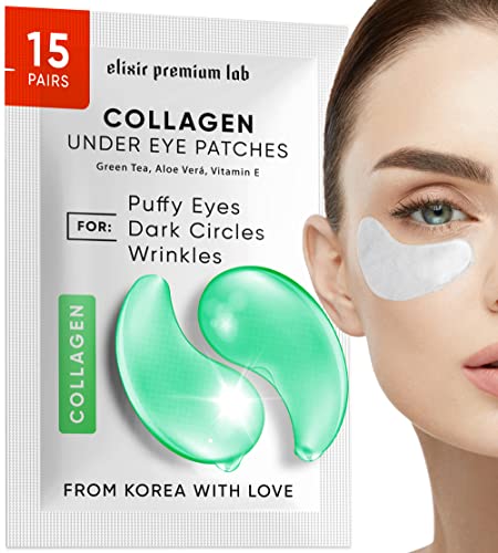 Elixir Premium Lab קולגן ותה ירוק תחת טלאי עיניים עם אפקט קירור - להפחית קמטים, עיגולים כהים ותחת שקיות עיניים