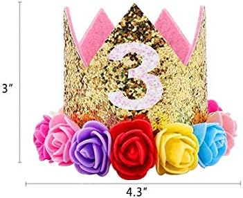 Ipalmay Baby Princess Glitter Glitter Crown, מסיבת יום הולדת 1 כובע תערובת זהב