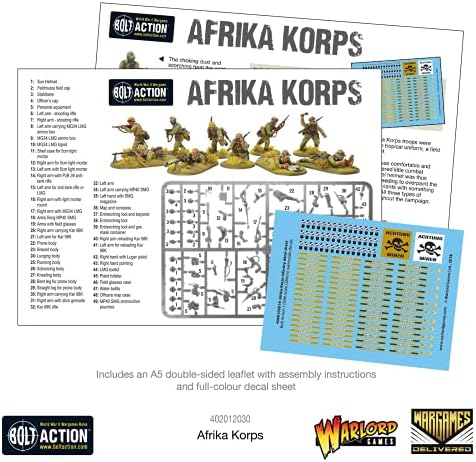 משחקי מלחמה נמסר בורג פעולה מיניאטורות-אפריקה קורפס גייסות סט, מלחמת העולם 2 מיניאטורות, 28 ממ בקנה מידה פעולה דמויות צבא