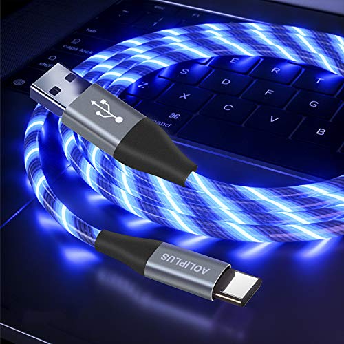 כבל USB מסוג USB מסוג C, 3A LED נדלקת כבל טעינה מהיר תואם ל- Samsung Galaxy S20/S10/S9/S8, LG V40/V30, USB-C ל-
