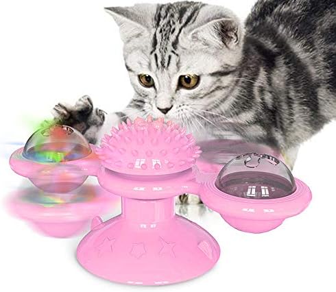 Skajowid Cat Toy Puzzle מסתובב מברשת פטיפון משחק חתול משחק משחק חתול טחנת רוח חתלתול חתלתול צעצוע אינטראקטיבי