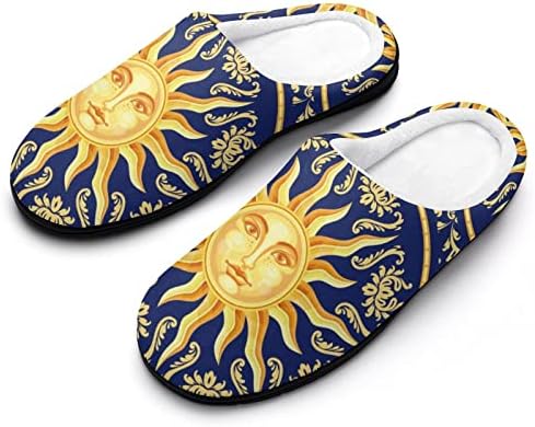 שמיימי הבארוק כחול זהב שמש פנים נשים כותנה נעלי בית חורף חם בית כפכפים החלקה בלעדי נעלי בית מקורה חיצוני נעליים