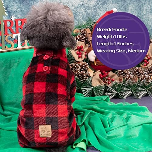 פיג'מה כלבים של Cyeollo אדום באפלו פלנל כלב חג המולד תרמי PJS בגדי כלב אונסי כלבים כלבים קטנים כלב פיג'מה תלבושות לבוש