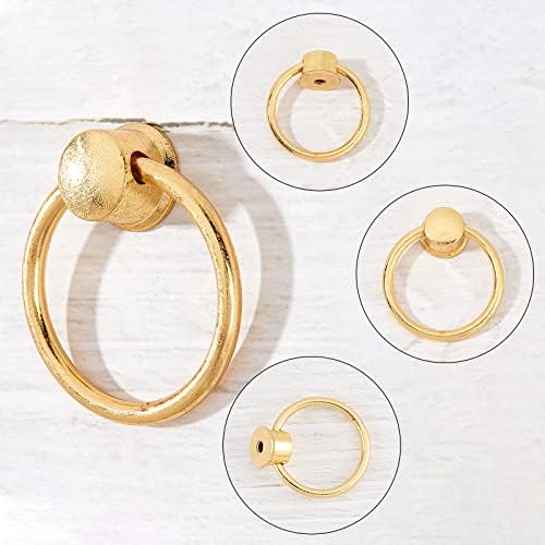 Gorgecraft 10 יחידות טבעת זהב משיכות מושכות טבעת ארונות ידיות טיפה ידיות חור יחיד משיכות מושכות לארון ארון ריהוט