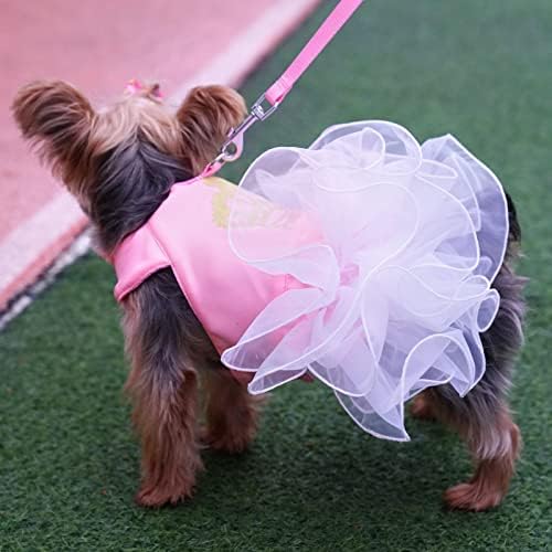 XPUDAC חיות מחמד שמלת בגדי שמלת כלב כלב חצאית שמלת גורים עם רצועות רצועות רתמות רתמות לשמלות אפודים לילדת כלבים
