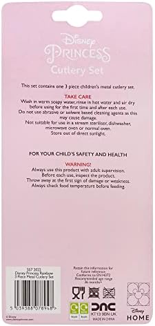 נסיכת דיסני 3 סט סכו ם חתיכה – מתכת, סכין ילדים לשימוש חוזר, מזלג וכף, ילדים בגודל, עשוי מפלדת אל חלד בטוחה למזון ופלסטיק