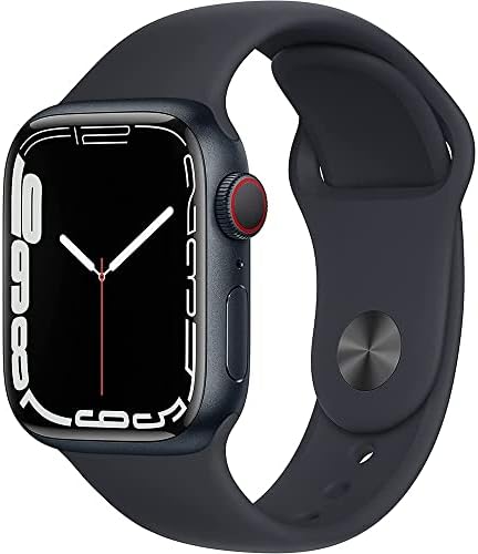 Apple Watch Series 7 GPS + Cellular, 45 ממ מארז אלומיניום חצות עם להקת ספורט של חצות - רגיל