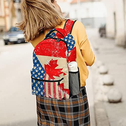 דגל רטרו אמריקני וקנדה קלאסי תרמיל תרמיל תרמיל יום מזדמן תיק כתפיים לקניות בספרי בית ספר