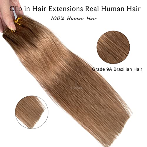 קליפ שיער הרחבות אמיתי שיער טבעי, זהב חום שיער הרחבות קליפ תוספות, אמיתי שיער הרחבות קליפ שיער טבעי, 22 אינץ