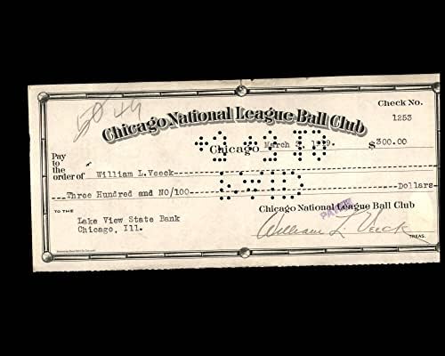 ויליאם ויק חתם על אקס 2 שיקגו קאבס צ ' ק 3-3-1919 חתימה