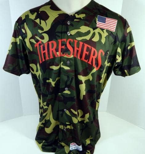 2018 Clearwater Threshers 53 משחק הונפק Green Camo Jersey Miltary Night 48 2 - Game Cared Mlb Jerseys