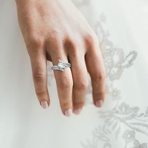 טבעת נישואין של טבעת יהלום עלה יצירתית טבעת נישואין לנשים טבעת קריסטל וינטג '