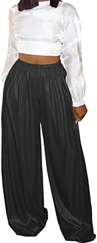 מכנסי הרמון נשים מזדמנים מותניים גבוהים גבירותי אופנה מזדמנת חותמת חמה חמה מכנסיים רגל רחבות מכנסיים המותניים