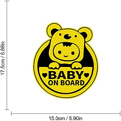 Dreothy 2 PCS תינוק על סיפון מדבקה רפלקטיבית למכוניות מצחיקות של סימן אזהרה לבטיחות לתינוקות מדבקות ומדבקות מדבקות