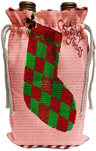 צילום גאנון של 3 דוברוז - עיצובים לחג - עיצוב טלאים גרב חג המולד עם גבול פסים קני קנבין - תיק יין