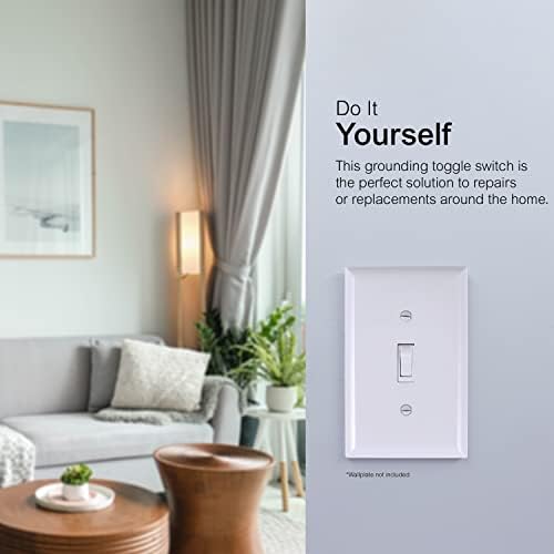 GE Home Home Switch Toggle Switch, מוט יחיד, בקיר/כיבוי מאוורר ומתג אור החלפת, 15 אמפר, נהדר לבית, למשרד ולמטבח,