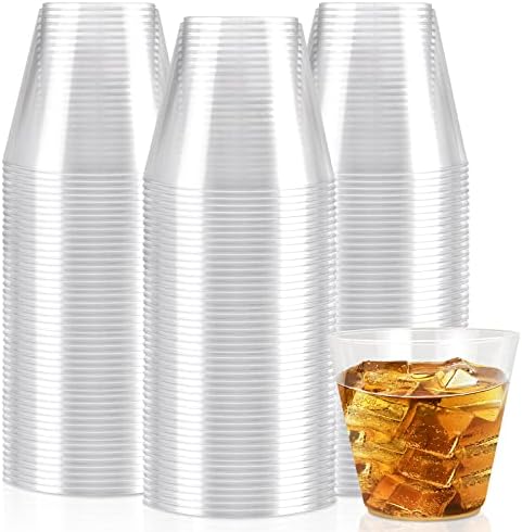 כוסות פלסטיק שקופות כוסות חד פעמיות שקופות 9 עוז 100 מארז כוסות פלסטיק למחזור כוסות יין למסיבות כוסות מסיבת