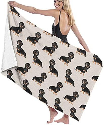 XWQWER חמוד וינר כלב דוקסי DACHSHUND MICROFIBER חול בחינם מגבת חוף יבש מהיר לגברים נשים, קל משקל סופר -סופר סופג 'בריכת