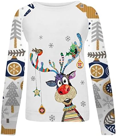 מכוער חג המולד סוודר לנשים מצחיק איל חולצה חולצה פתית שלג ארוך שרוול צווארון עגול חולצות