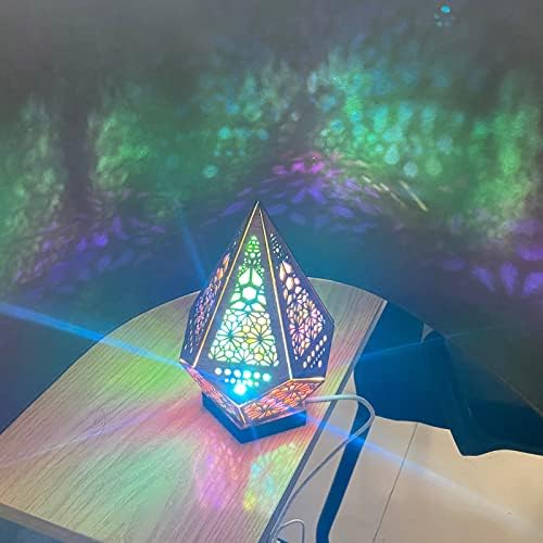 מנורת רצפת עץ בוהמית של קלוסלף, כוכב קוטב יהלום צבעוני מנורת רצפה גדולה עם USB טעינה מנורות שולחן דקורטיביות חלולות רטרו