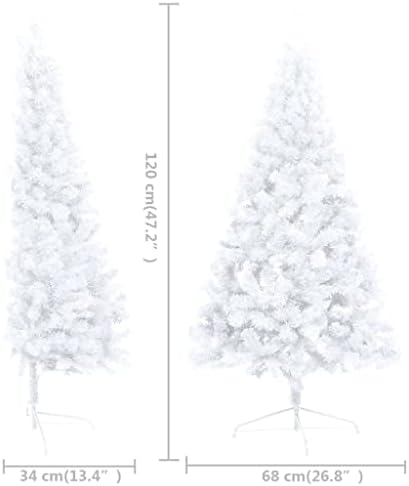 vidaxl חצי חג המולד מלאכותי עם מעמד לבן 47.2 PVC