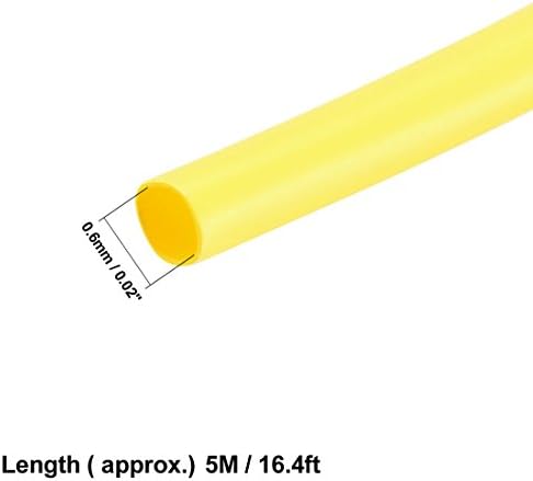 צינורות מכווץ חום uxcell 0.6 ממ DIA 5M 2: 1 חוט חוט צינור חוט עטיפה צהוב