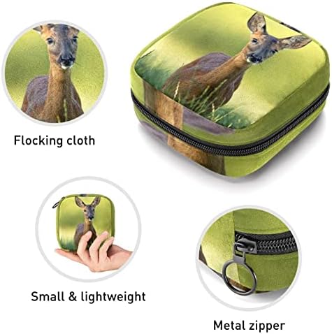 תיק תקופת, שקית אחסון מפיות סניטרית, מחזיק כרית לתקופה, כיס איפור, דפוס דשא ירוק של בעלי חיים צבי
