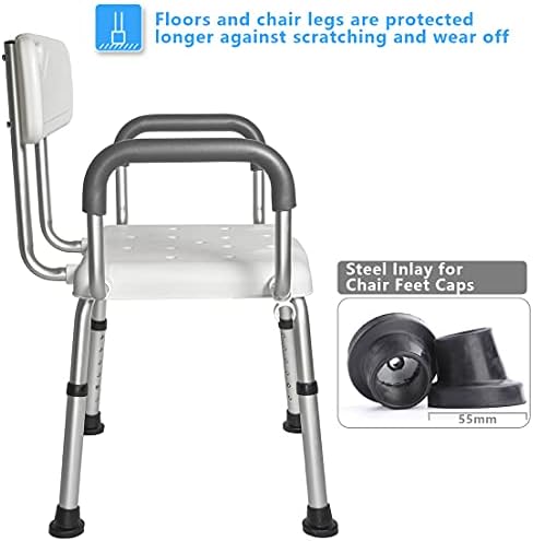 כיסא מקלחת מורימו לקשישים, מושב רחב, הרכבה קלה, גובה מתכוונן, רגליים מונעות החלקה