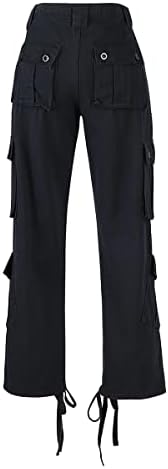 מכנסי מטען בעלי מותניים גבוהים מכנסיים מותניים גבוהים בכיסים דש בצבע אחיד מכנסיים y2k מכנסיים מזדמנים מכנסי