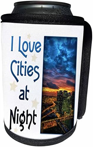 תמונת 3 של מילים אני אוהבת ערים בלילה עם העיר. - יכול לעטוף בקבוקים קירור יותר