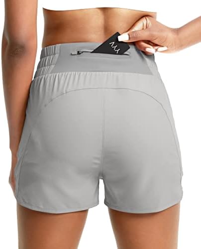 מכנסיים קצרים של נשים עם נשים בגודל 2.5 מכנסי אימון בגובה המותניים עם 3 כיסי רוכסן לנשים חדר כושר אתלטי עם אניה רשת