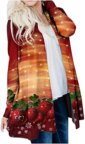 קוקוארה אופנה לנשים חג המולד קרדיגן חוצה את ההנעה של שרוול ארוך דפוס מצויר חמוד דפוס קדמי פתוח רזה מתאים למעיל קרדיגן