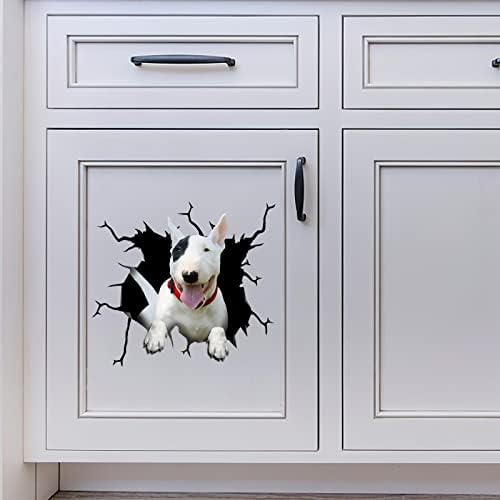 Camellia Print Bull Terrier Sctear מתנות טרייר שור Memes מצחיק צעצועים חיצוניים 3D לבני נוער Kawaii מדבקות זכוכית אטומות מזג