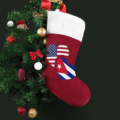 קובה ארהב דגל גרבי חג המולד גרבי תלייה הדפס קישוטי אח עץ חג המולד