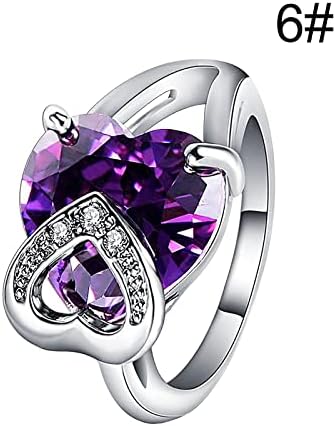 שרשרת אצבעות אמצעית בצורת יהלום בצורת לב, זירקון זירקון מיקרו טבעת מיקרו טבעת תכשיט יום הולדת הצעה מתנה טבעת מסיבת אירוסין