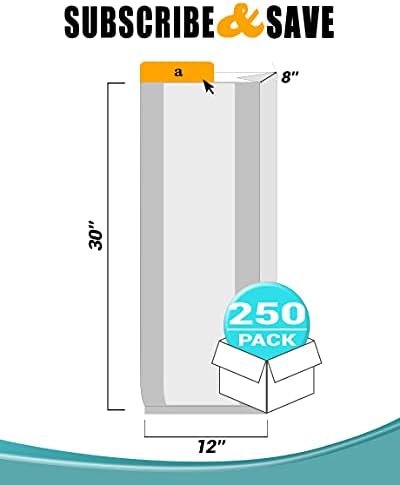 חבילת APQ של 250 שקיות פולי של 250 x 8 x 30. שקיות פוליאתילן ברורות 12x8x30. עובי 3 מיל. שקיות גוסט צדדיות הניתנות להרחבה.