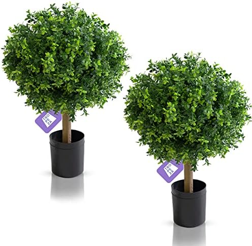 צמחים מלאכותיים - סט של 2 עצים טופריים - עצי עץ עץ עציצים בגובה 24 אינץ