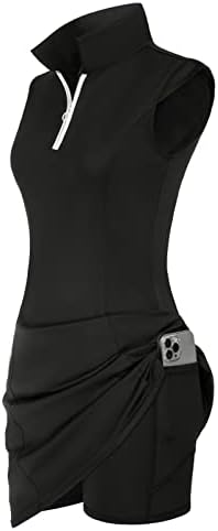 שמלת טניס של ג'ק סמית 'עם מכנסיים קצרים כיסים רוכסן אימון אימון תרגיל ללא שרוולים שמלות אתלטיות גולף